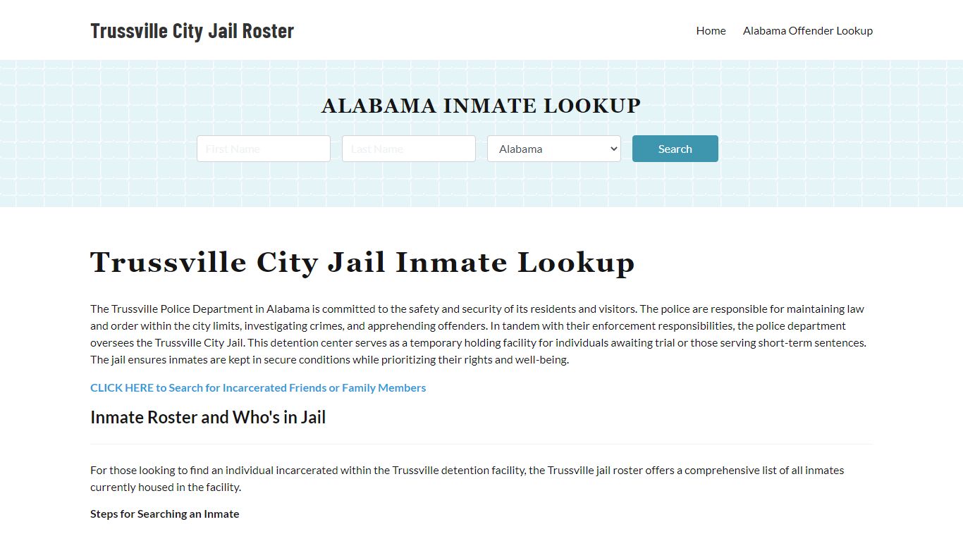 Trussville Police Department & City Jail, AL Inmate Roster, Arrests ...