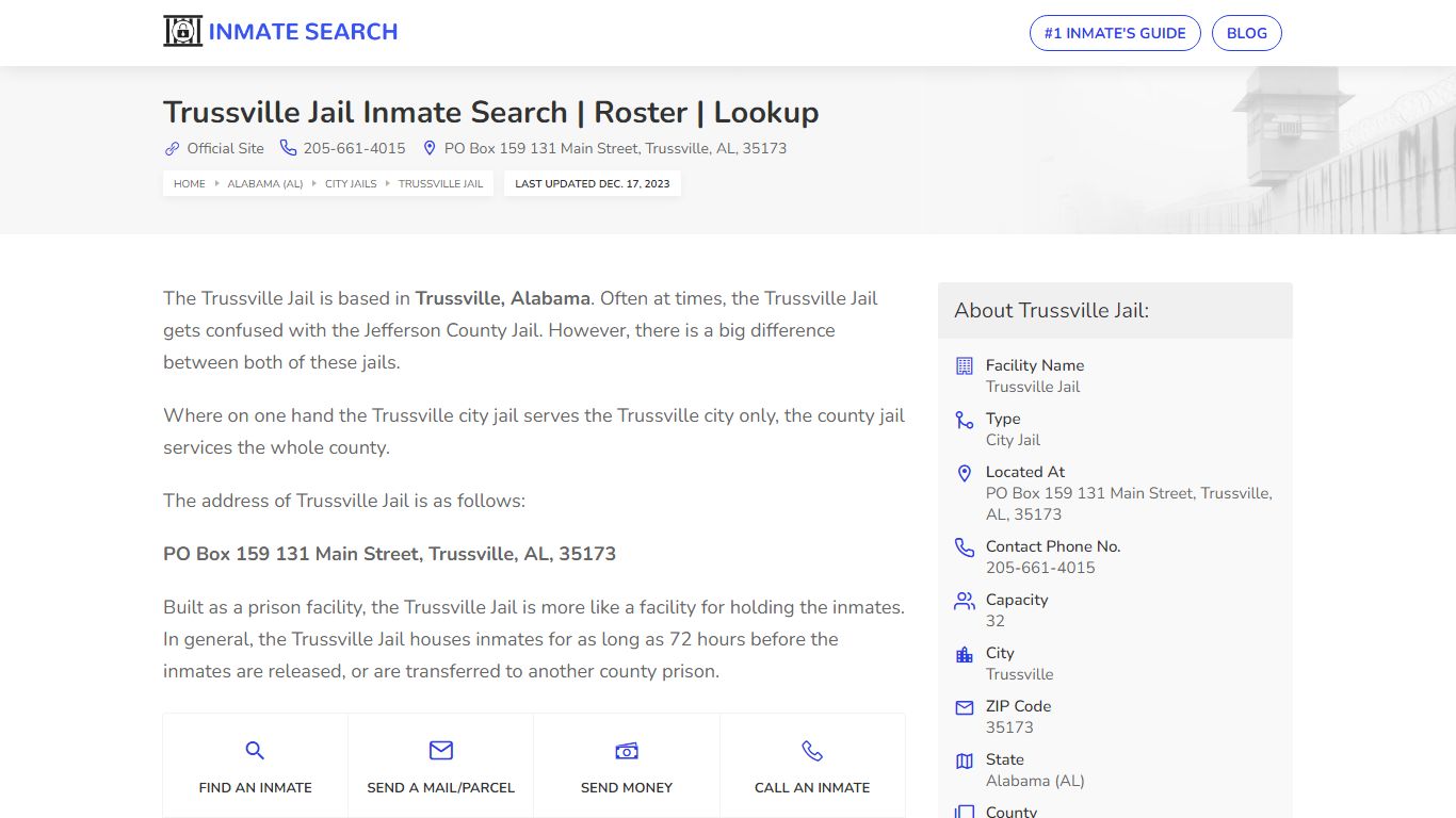 Trussville Jail Inmate Search | Roster | Lookup